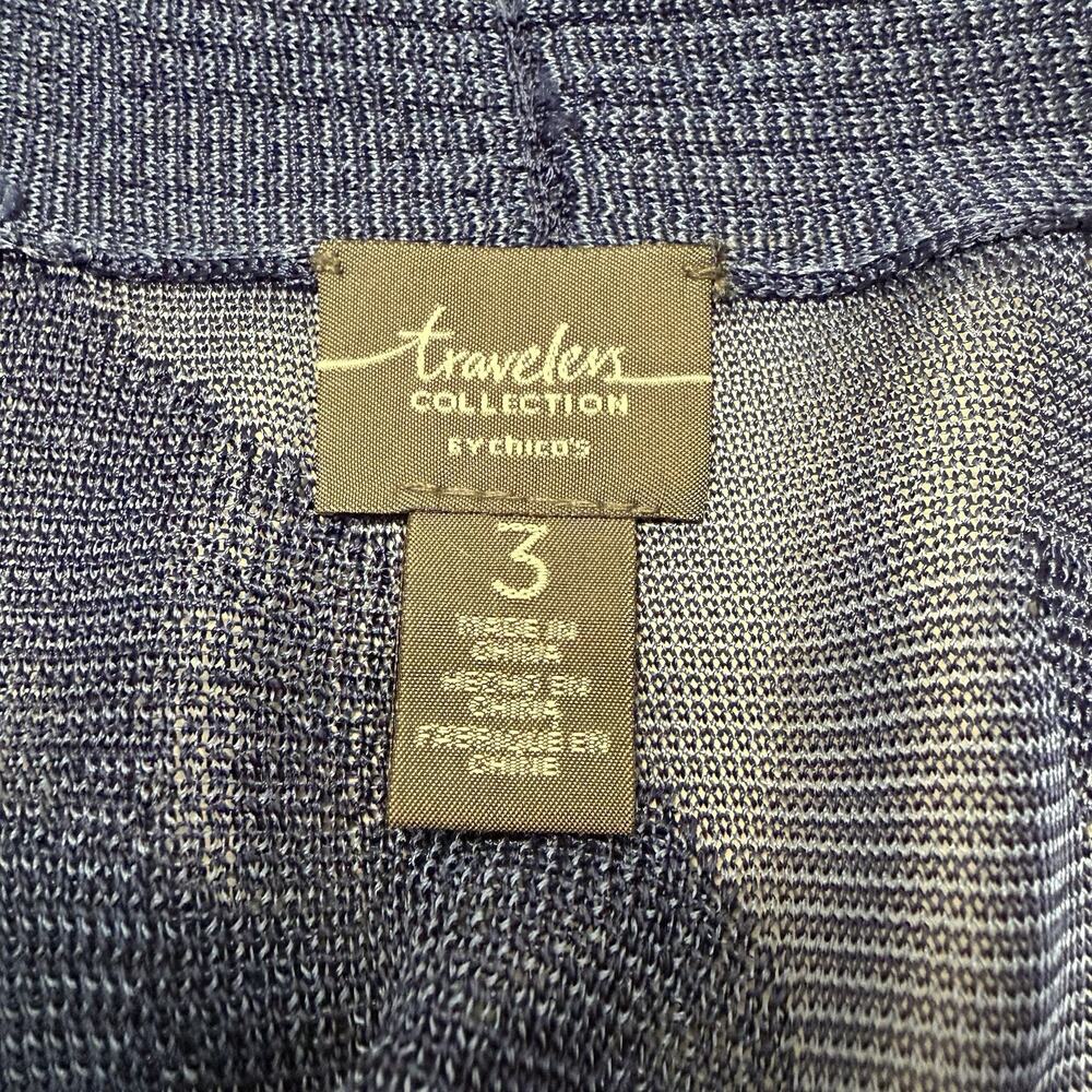 Chico’s Travelers Open Front Cardigan Size 3 XL Navy Zebra Knit Mesh Sweater EUC - Picture 7 of 11